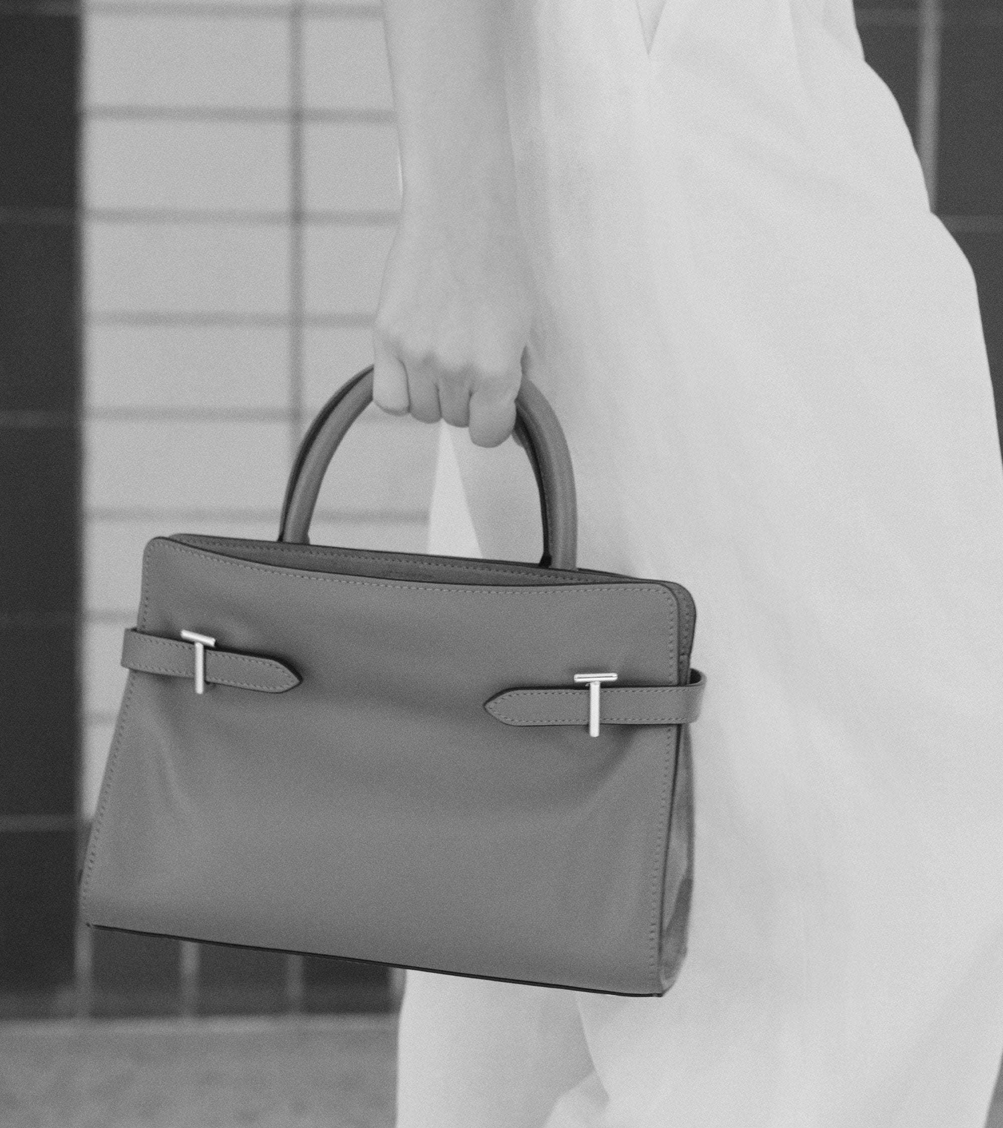 Sac à main moyen modèle Emie en cuir lisse et nubuck