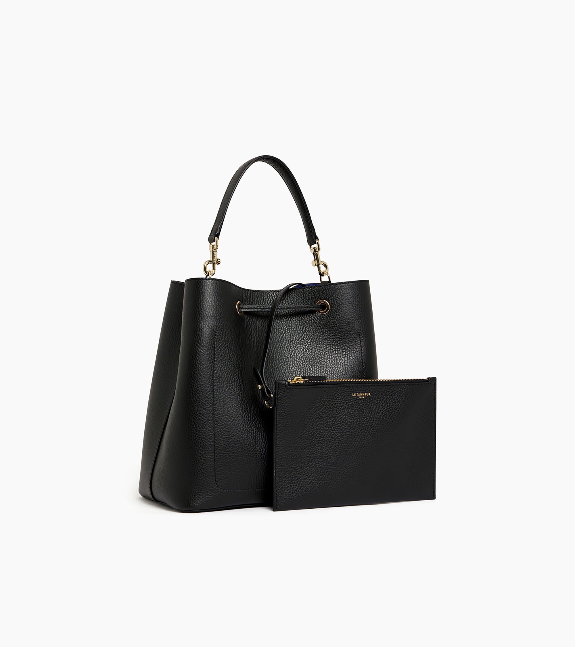 Louise large grained leather bucket bag