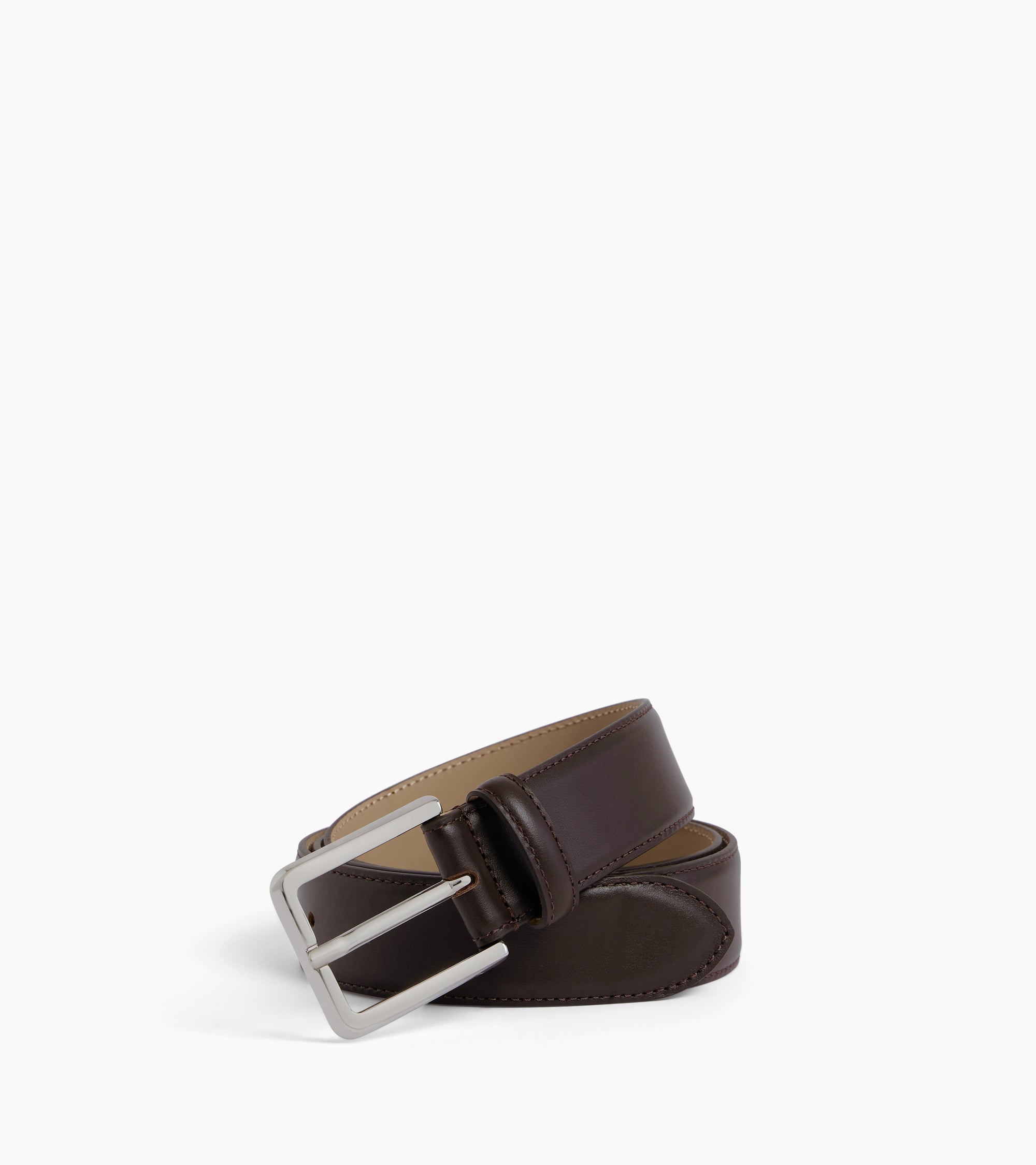 Men's belt with rectangular buckle in smooth leather