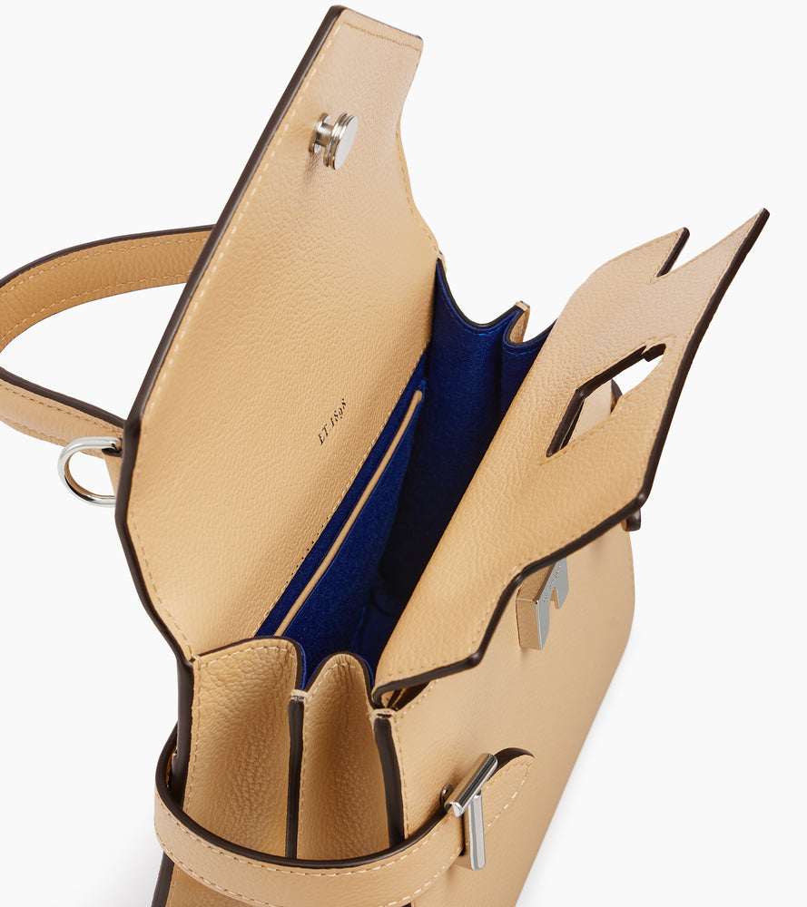 Emilie small handbag with double flap in grained leather