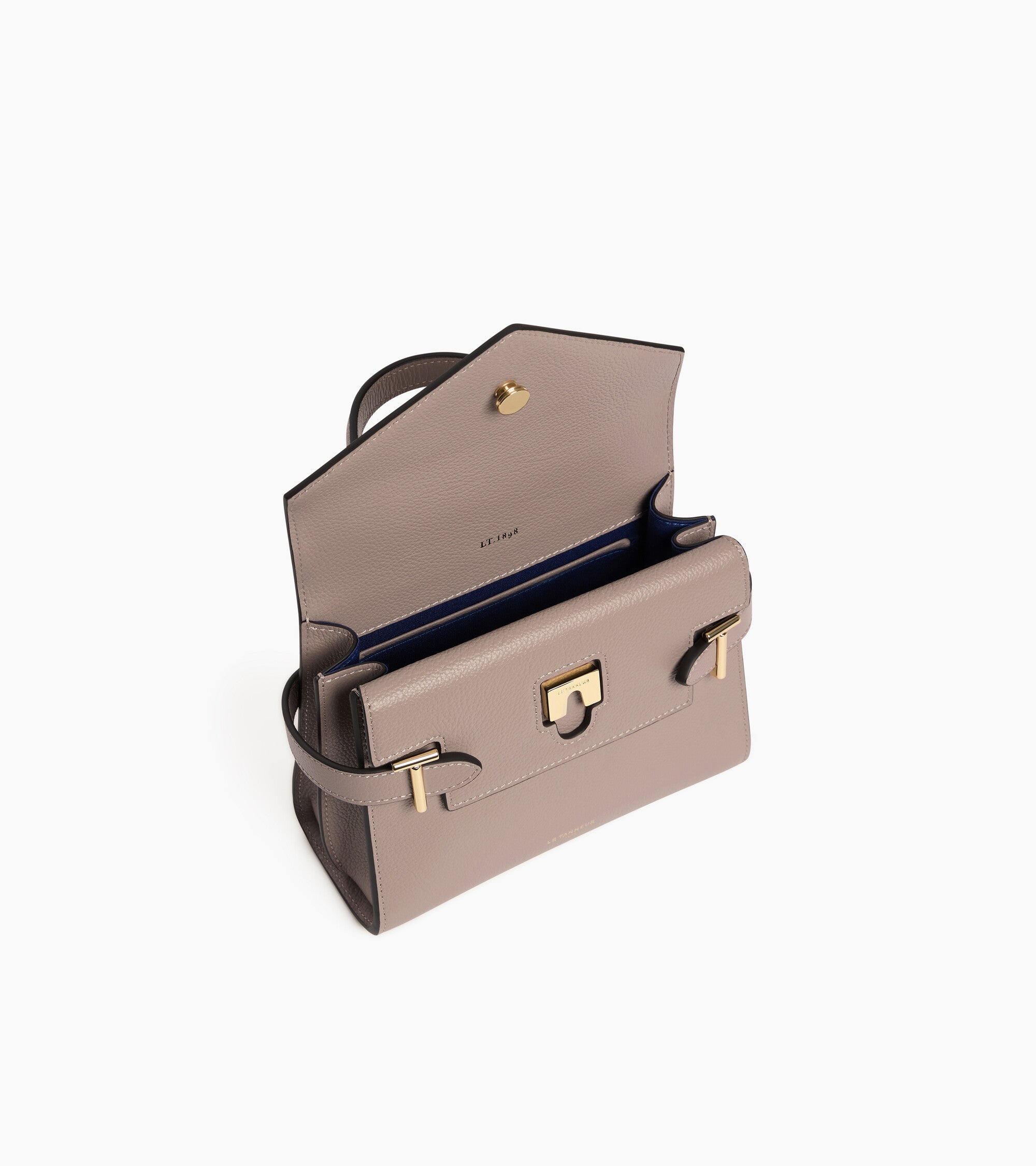 Bolso de mano pequeño Emilie de piel texturizada con doble solapa