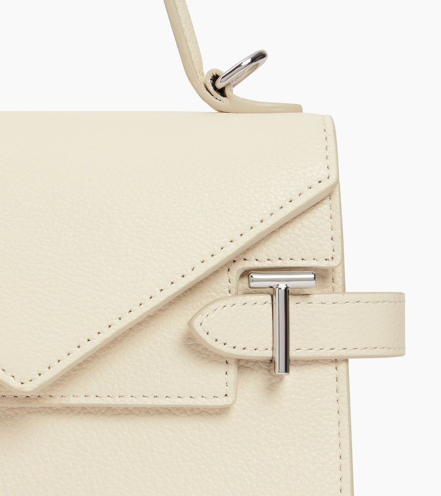 Emilie small handbag with double flap in grained leather