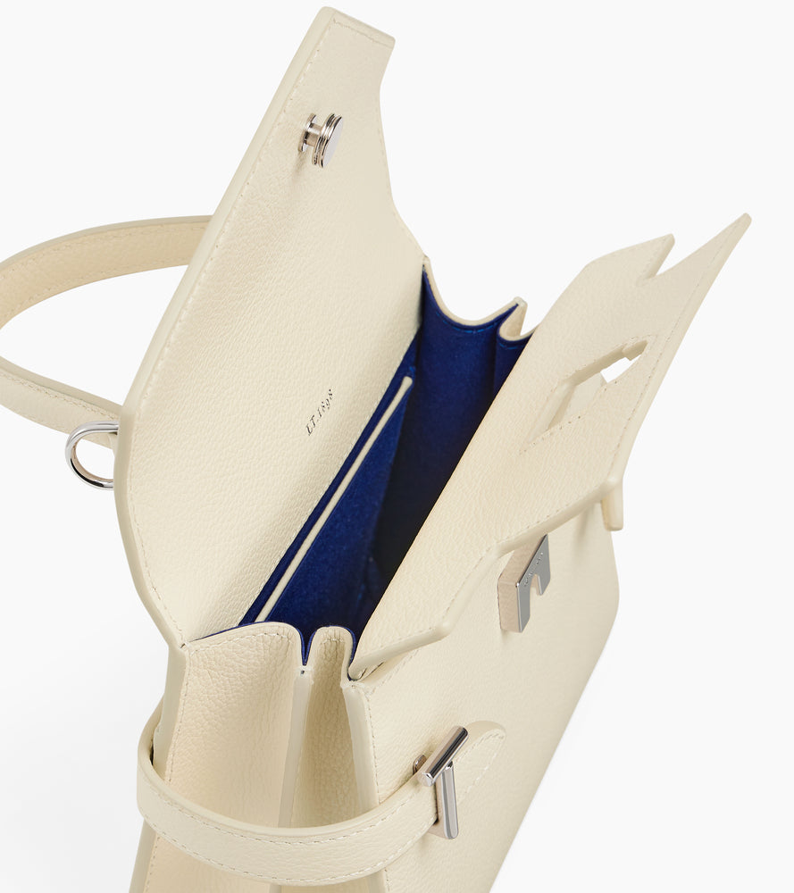 Emilie small handbag with double flap in grained leather