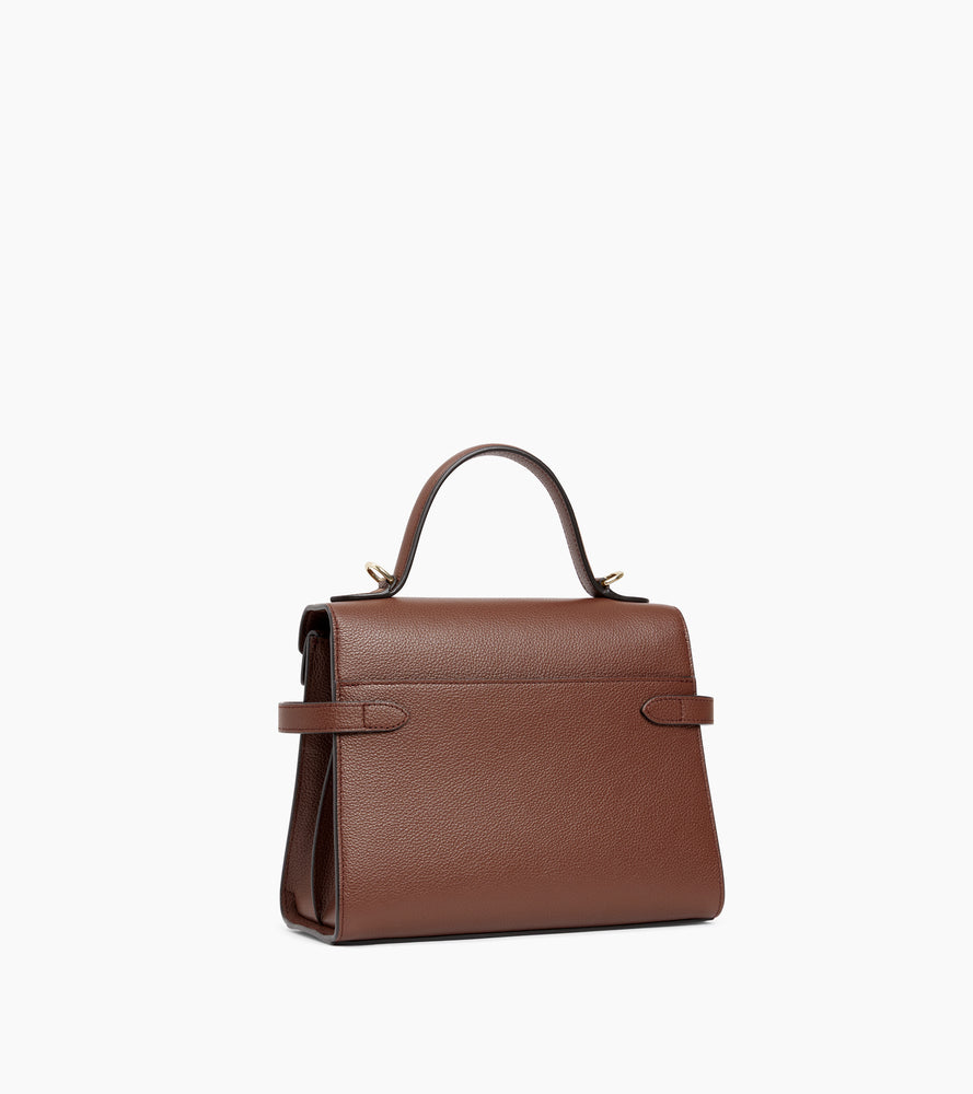 Emilie medium handbag with double flap in grained leather
