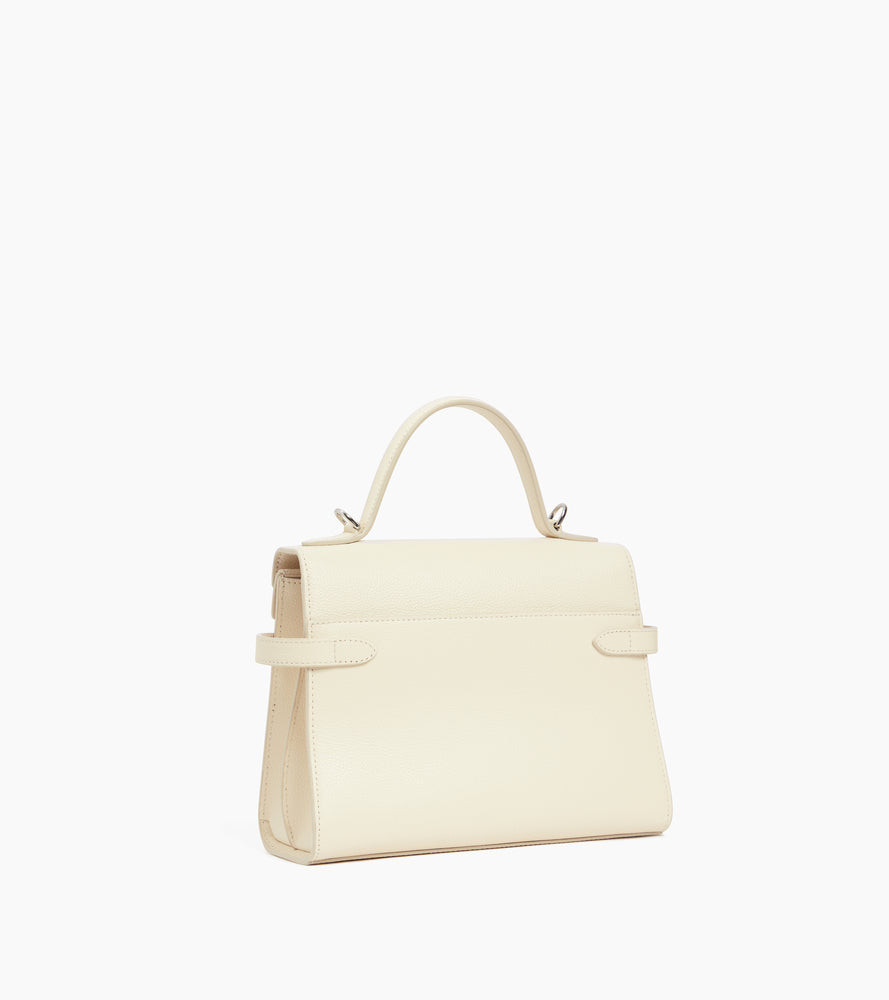 Emilie medium handbag with double flap in grained leather