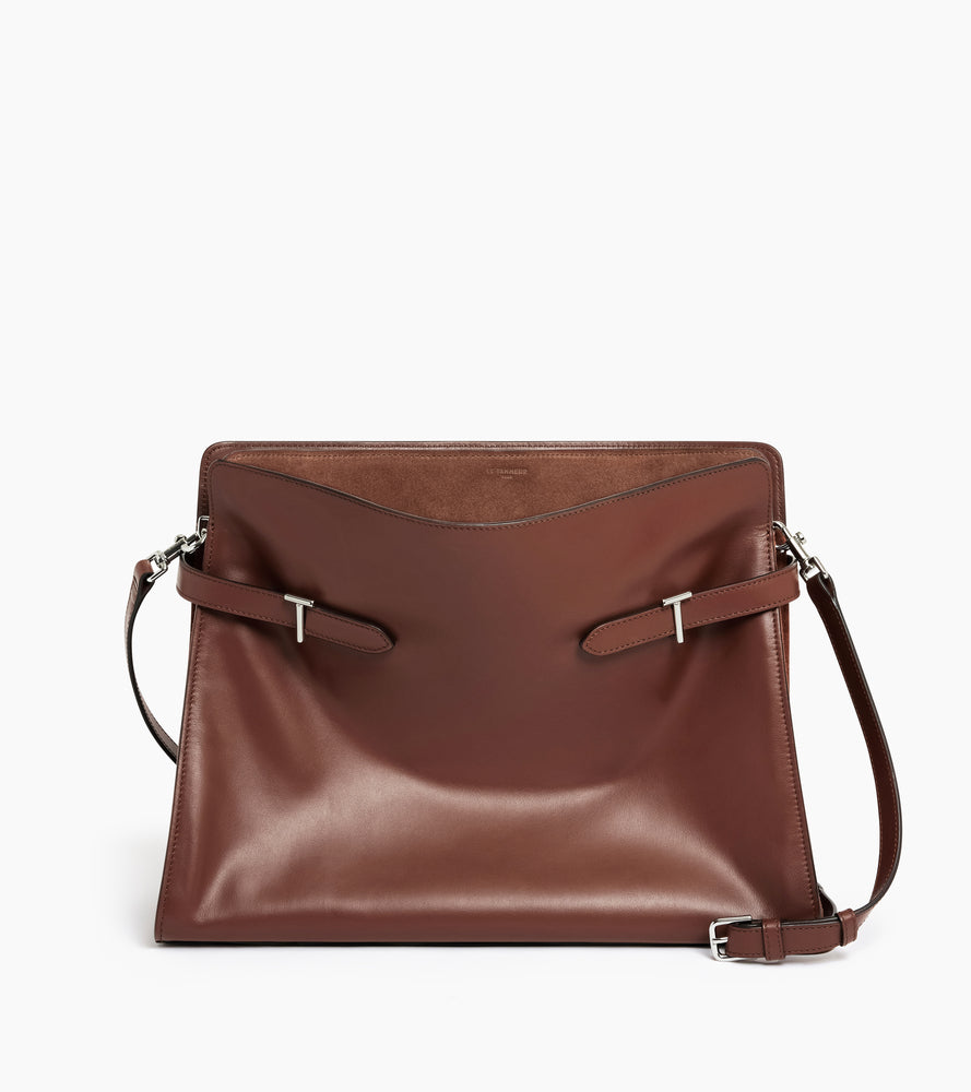 Sac porté épaule modèle maxi Emie en cuir lisse et nubuck