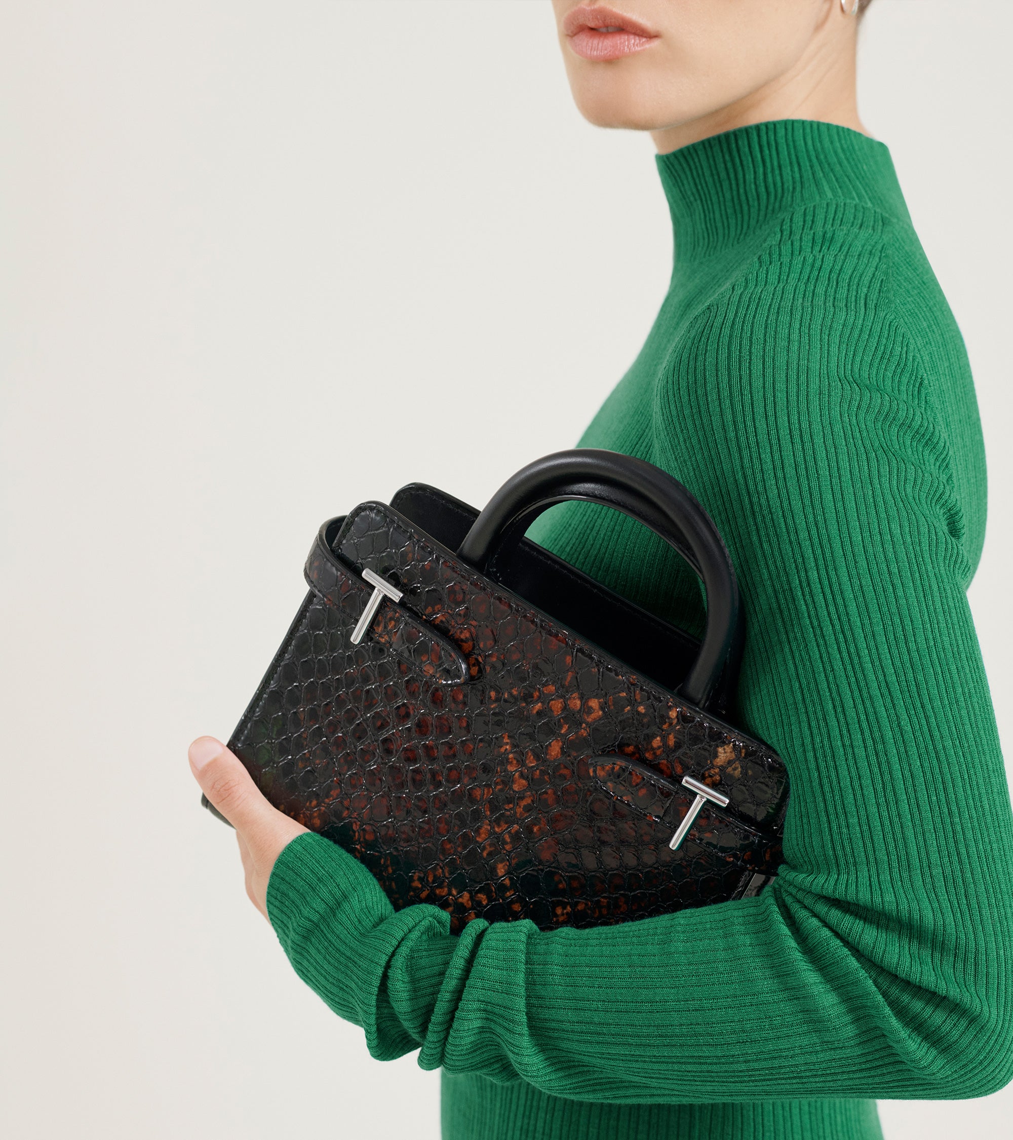 Emilie small handbag in python-effect leather