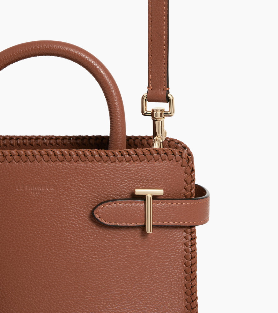 Petit sac à main Emilie en cuir grainé avec surpiqûres
