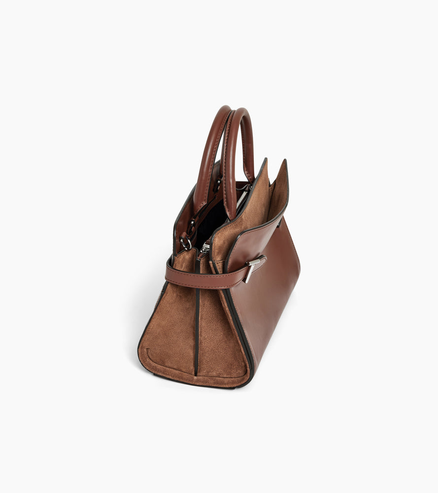 Sac à main moyen modèle Emie en cuir lisse et nubuck