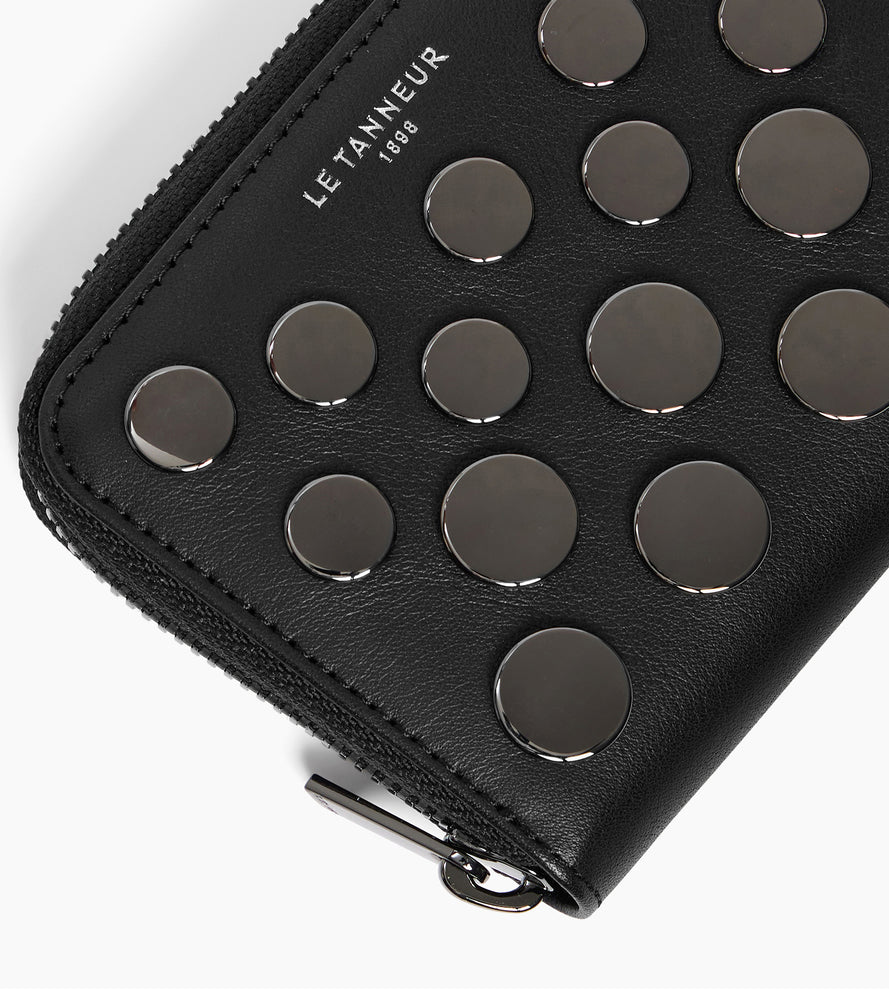 Porte monnaie Emilie en cuir lisse avec studs