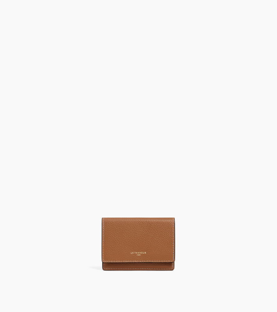 Emilie card holder in grained leather with flap