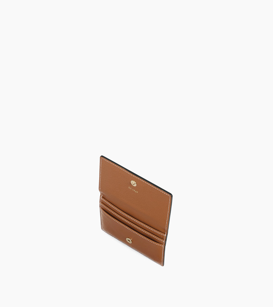 Emilie card holder in grained leather with flap