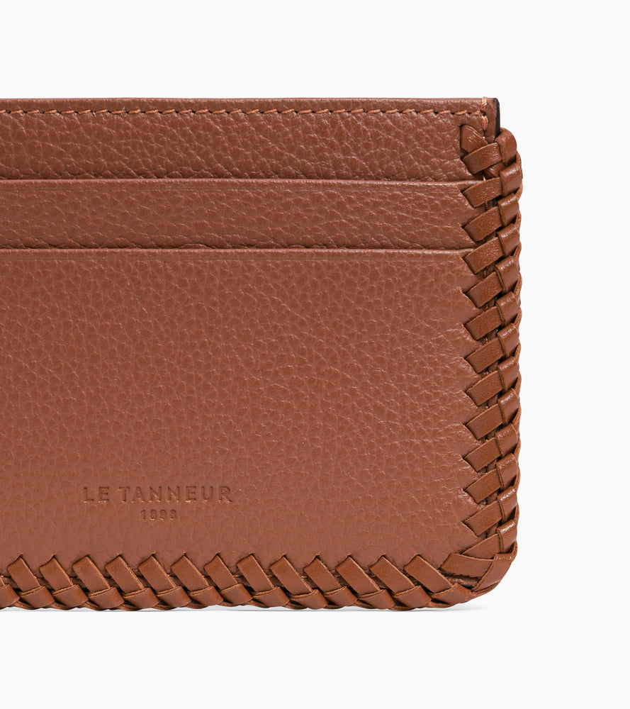 Porte cartes Emilie en cuir grainé avec surpiqûres