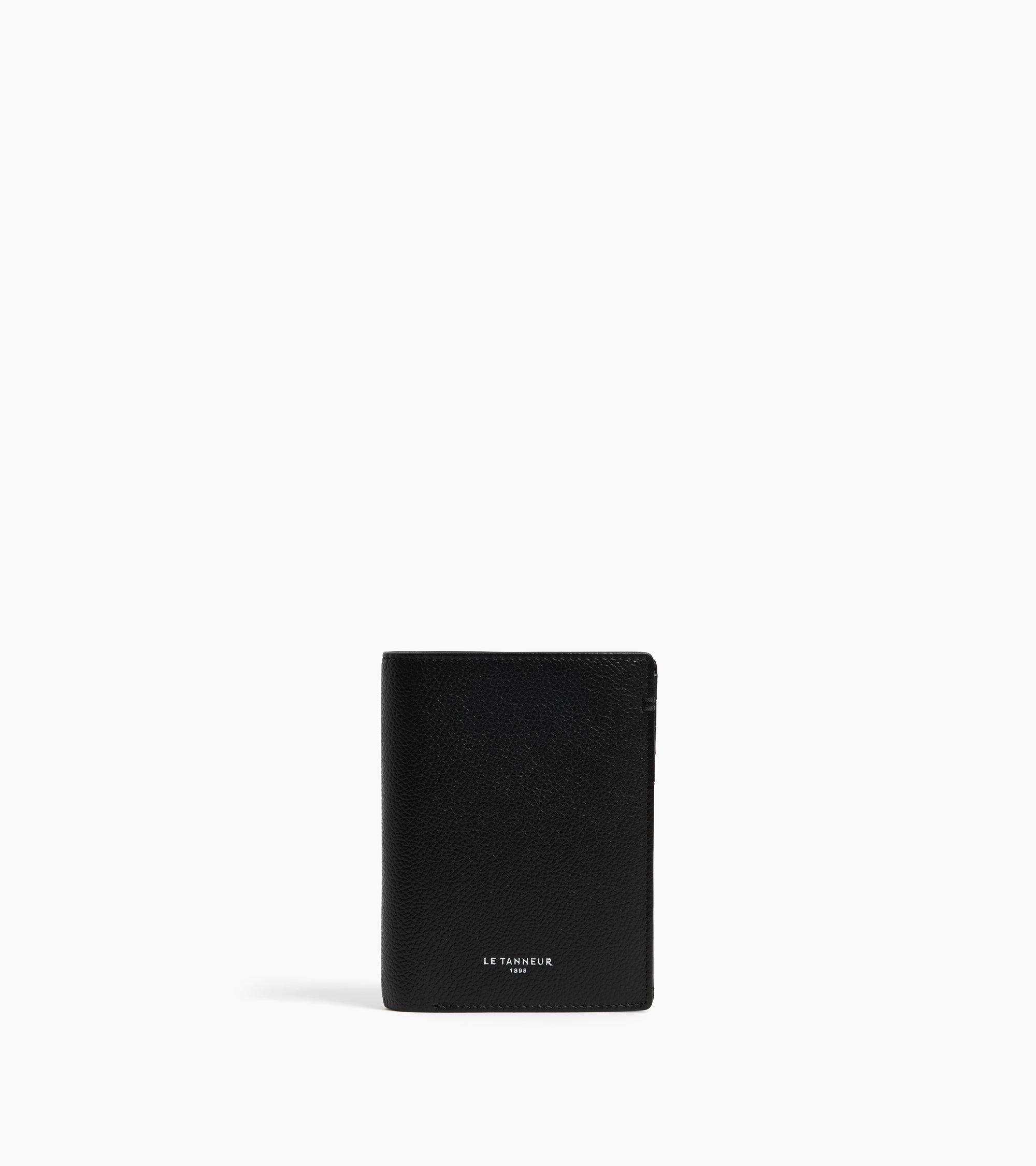 Lucien small vertical two-fold zipped wallet in grained leather