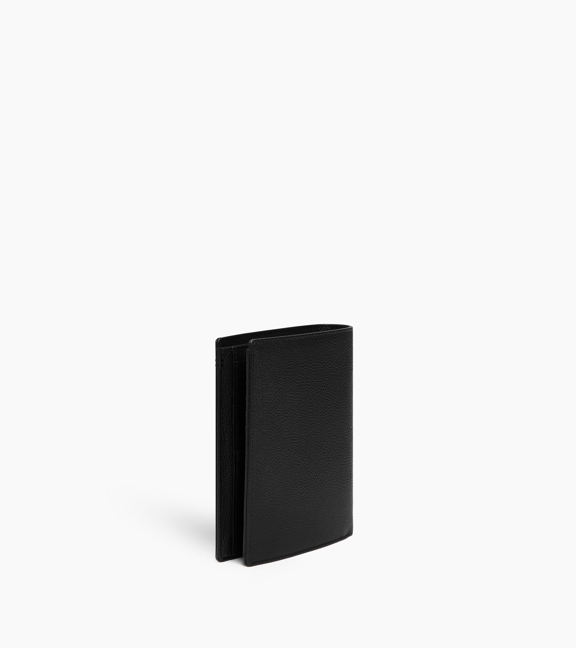 Lucien large vertical two-fold zipped wallet in grained leather