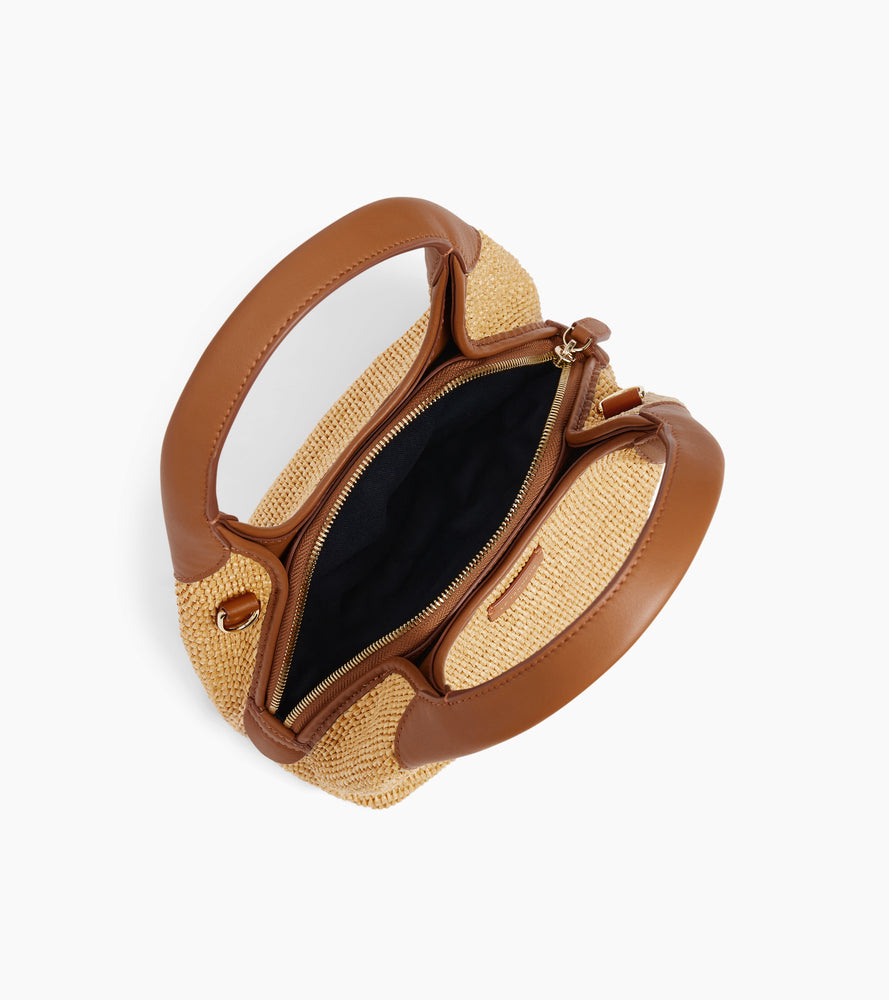 Petit sac à main Juliette effet raphia et cuir lisse