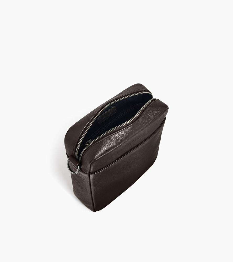 Petite sacoche zippée Marceau en cuir grainé