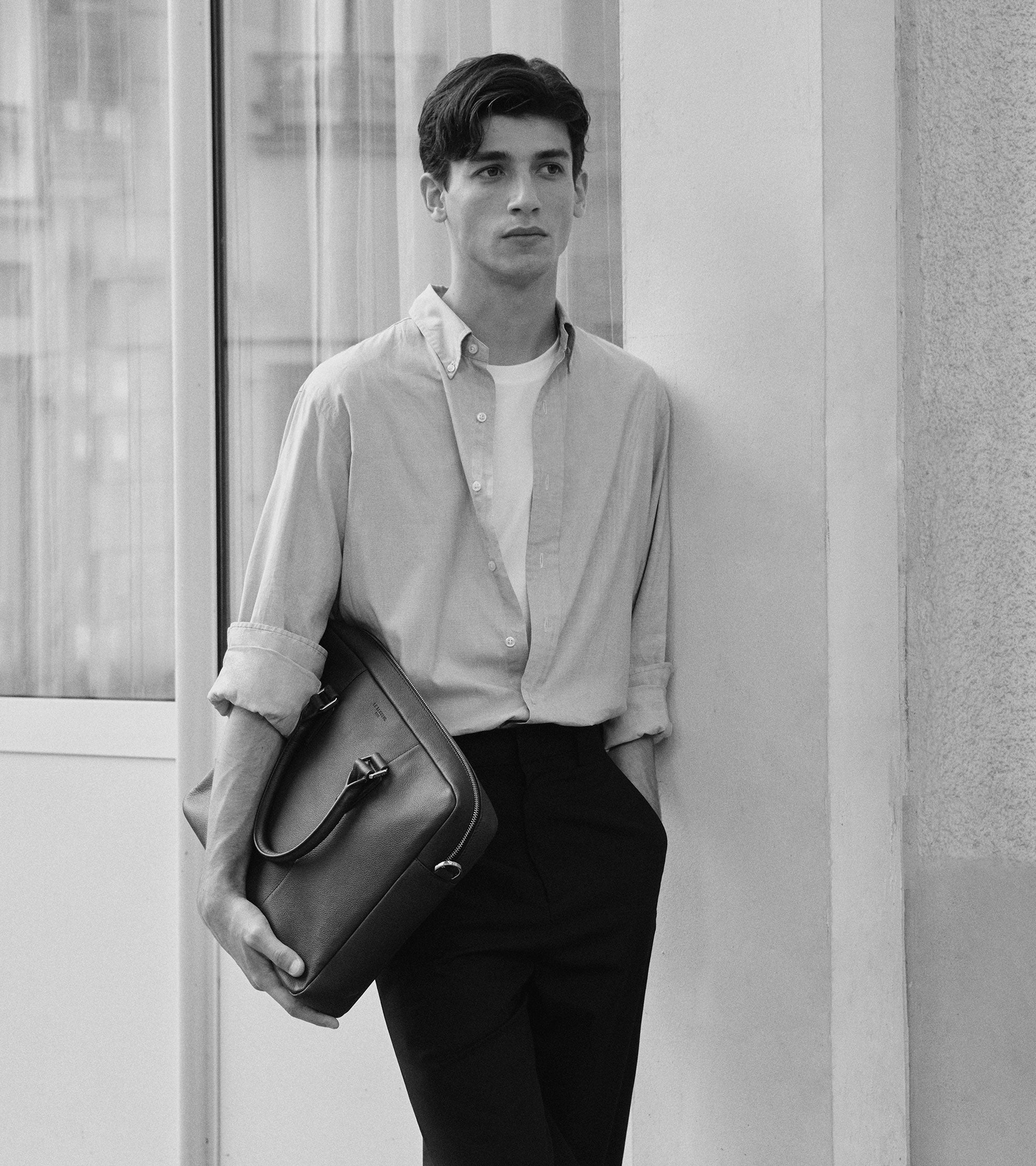 Porte documents 15" Marceau en cuir grainé moyen modèle