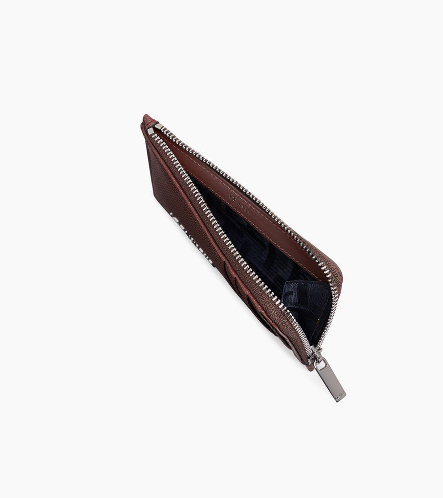 Porte carte large zippé Emile en cuir signature T