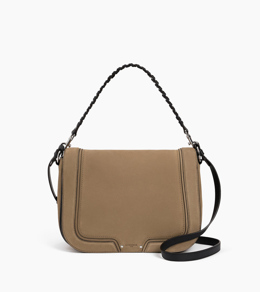 Ella large shoulder bag in smooth leather and nubuck