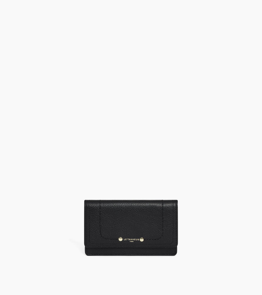 Ella card holder in grained leather with flap