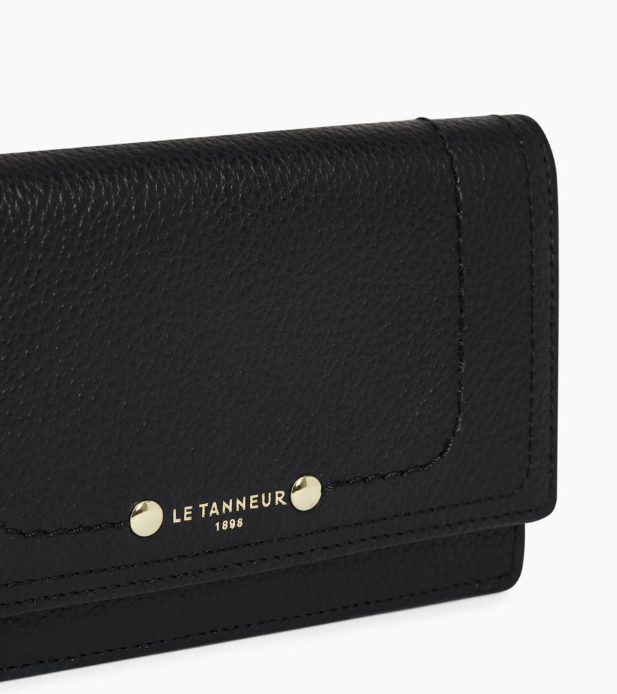 Ella card holder in grained leather with flap