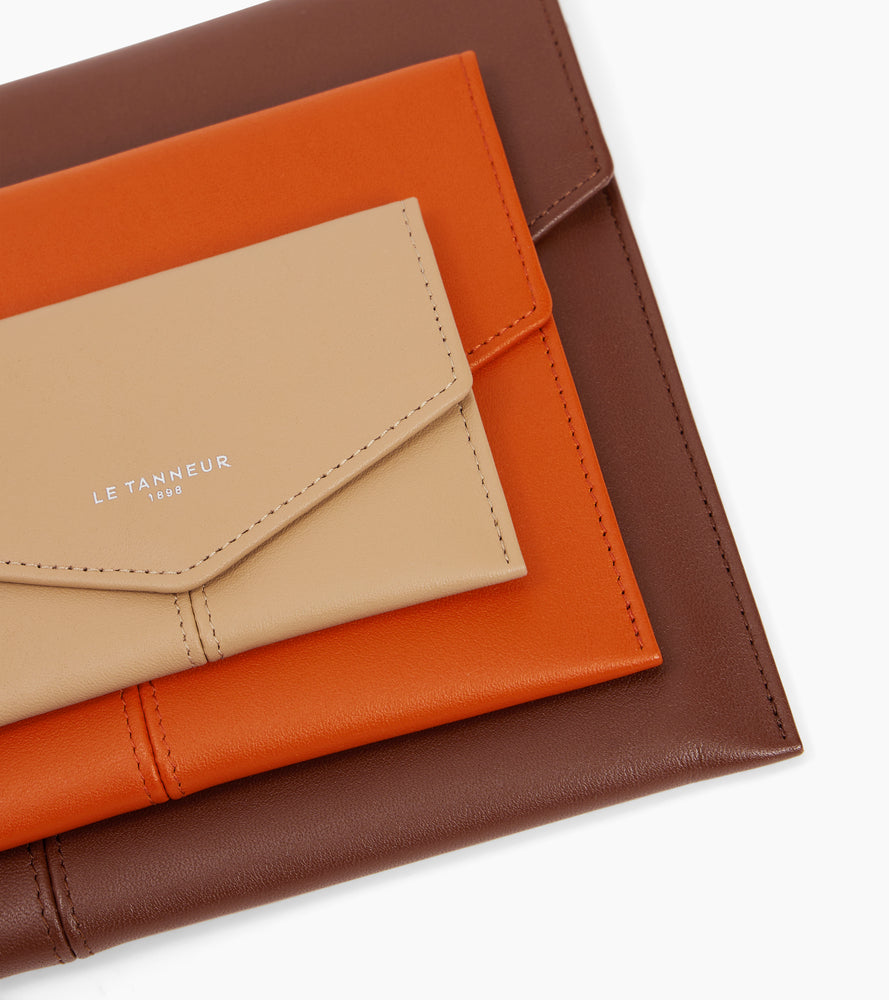 Trio of pouches Charlotte in smooth leather
