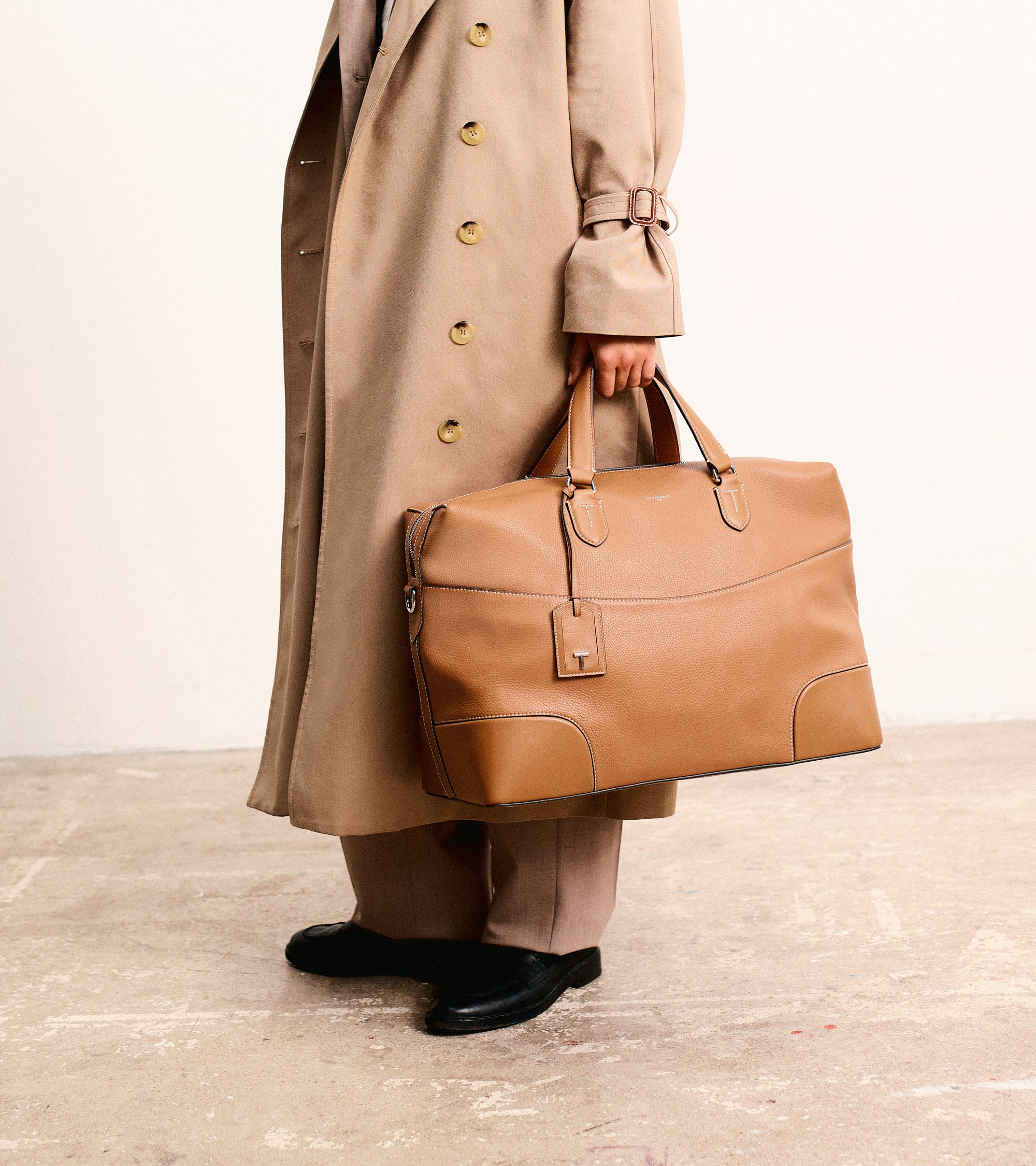 Romy grained and smooth leather 24h travel bag